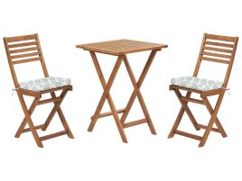 Acacia Wood Garden Bistro Set with Mint Green Cushions FIJI