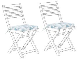 Set of 2 Seat Cushions Blue Triangles FIJI
