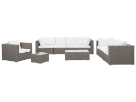 8 Seater PE Rattan Modular Garden Lounge Set Taupe MAESTRO II