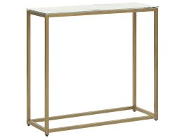 Console Table Marble Effect White with Gold