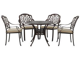 4 Seater Metal Garden Dining Set Brown ANCONA