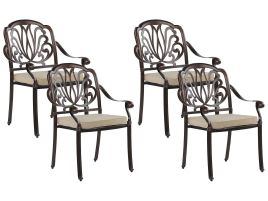 Set of 4 Garden Chairs Brown ANCONA