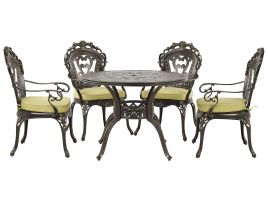 4 Seater Metal Garden Dining Set Brown SAPRI