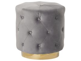 Velvet Pouffe Grey CARROLLTON