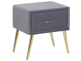 1 Drawer Velvet Bedside Table Grey