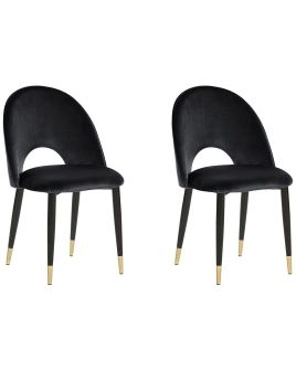 Set of 2 Velvet Dining Chairs Black MAGALIA