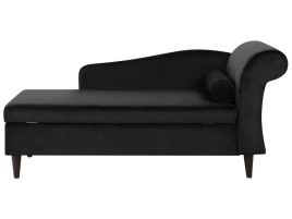 Right Hand Velvet Chaise Lounge Black LUIRO