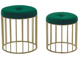 Set of 2 Stools Dark Green LUBBOCK