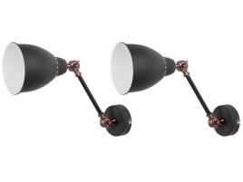 Set of 2 Wall Lights Graphite Grey MISSISSIPPI