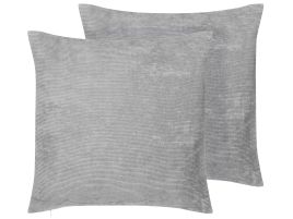 Set of 2 Cord Cushions 45x45cm Grey