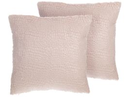 Set of 2 Cushions Crackle Effect 45x45cm Pink