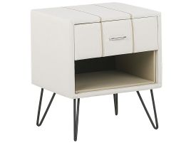 Faux Leather Bedside Table White
