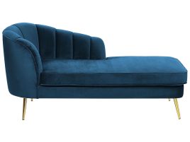 Left Hand Velvet Chaise Lounge Navy Blue ALLIER