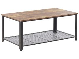 Coffee Table with Shelf Dark Wood with Black ASTON