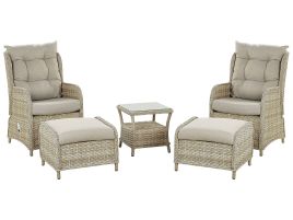2 Seater PE Rattan Garden Lounge Set Natural PONZA