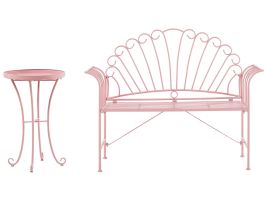 Metal Garden Bench Set Pink CAVINIA