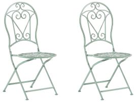 Set of 2 Metal Garden Folding Chairs Green TRENTO