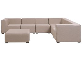 Left Hand 7 Seater Modular Garden Corner Sofa Set Beige AREZZO