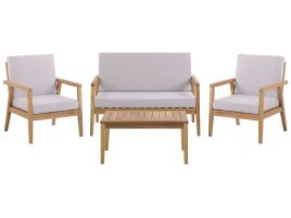 4 Seater Acacia Wood Garden Sofa Set Taupe PALLANO