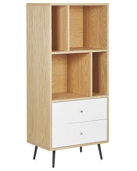 Bookcase Light Wood and White RICHMOND