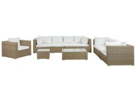 8 Seater PE Rattan Modular Garden Lounge Set Light Brown MAESTRO II