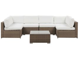 6 Seater PE Rattan Garden Lounge Set White BELVEDERE