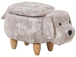 Velvet Storage Animal Stool Beige DOGGY