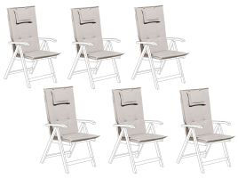Set of 6 Outdoor Seat/Back Cushions Taupe TOSCANA/JAVA
