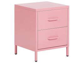 2 Drawer Steel Bedside Table Pink