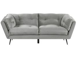 3 Seater Velvet Sofa Grey LENVIK