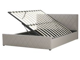 Faux Leather EU King Size Ottoman Bed Taupe ROCHEFORT