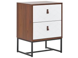 2 Drawer Bedside Table Dark Wood White Black - Xilin
