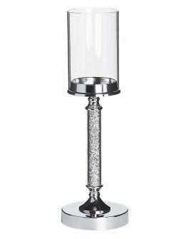Glass Hurricane Candle Holder 41 cm Silver ABBEVILLE