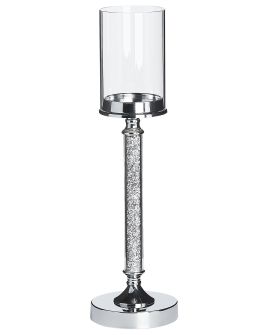 Glass Hurricane Candle Holder 48 cm Silver ABBEVILLE