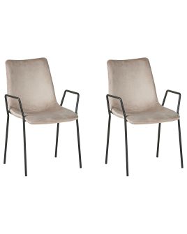 Set of 2 Velvet Dining Chairs Taupe JEFFERSON