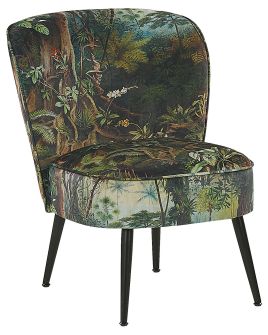 Fabric Armchair Jungle Print Dark Green VOSS