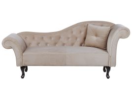 Right Hand Chaise Lounge Velvet Beige LATTES