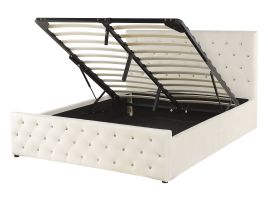 Velvet EU Double Size Ottoman Bed Beige AMIENS