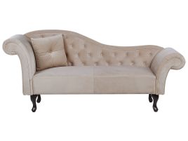 Left Hand Chaise Lounge Velvet Beige LATTES