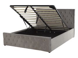 Velvet EU Double Size Ottoman Bed Grey AMIENS