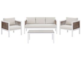 5 Seater Garden Sofa Set White and Brown BORELLO