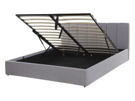 Fabric EU Double Size Ottoman Bed Light Grey DREUX