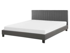 Faux Leather EU King Size Bed Grey POITIERS