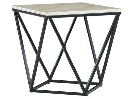 Marble Effect Side Table Beige and Black MALIBU