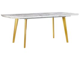 Extending Dining Table 160/200 x 90 cm Marble Effect with Gold MOSBY