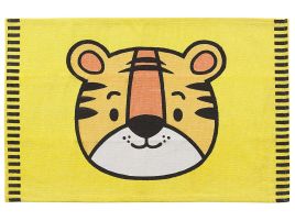 Cotton Kids Rug Tiger Print 60x90cm Yellow