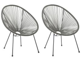 Set of 2 PE Rattan Accent Chairs Dark Grey ACAPULCO II