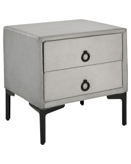 2 Drawer Velvet Bedside Table Grey SEZANNE