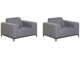 Set of 2 Garden Armchairs Grey with Black ROVIGO