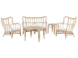 4 Seater Rattan Garden Sofa Set Natural BRINDISI